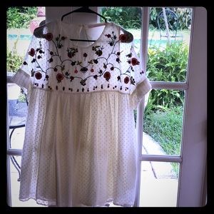 Zara white embroidered dress